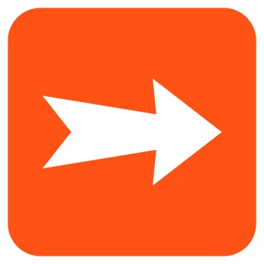 Ok sağ düz vektör simgesi kare