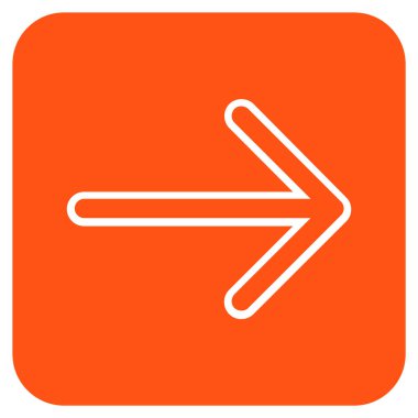 Ok sağ düz vektör simgesi kare