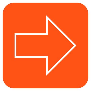 Ok sağ düz vektör simgesi kare