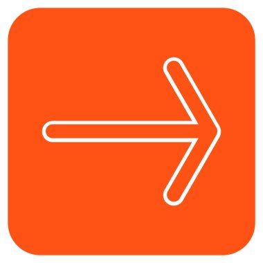 Ok sağ düz vektör simgesi kare