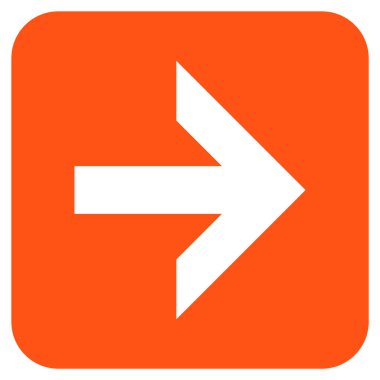 Ok sağ düz vektör simgesi kare