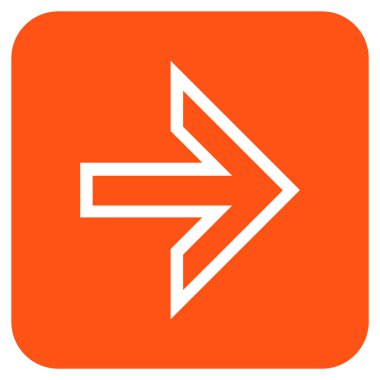 Ok sağ düz vektör simgesi kare