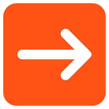 Ok sağ düz vektör simgesi kare