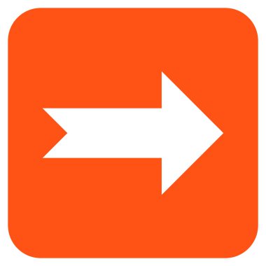 Ok sağ düz vektör simgesi kare