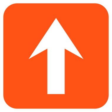 Düz yukarı ok vektör simgesi kare