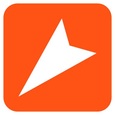 Ok ucu sol aşağı düz kare vektör simgesi