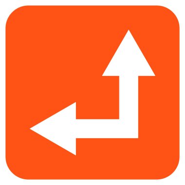 Bifurkasyon ok sol düz vektör simgesi kare.