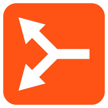 Düz yaptı çatallanma ok vektör simgesi kare