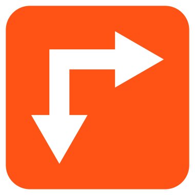 Vektör simge çatallanma ok sağ aşağı düz kare