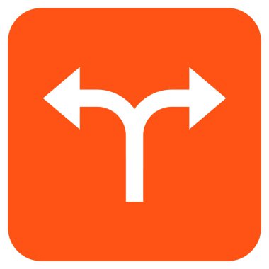 Bifurkasyon oklar sol düz kare vektör simgesi sağ