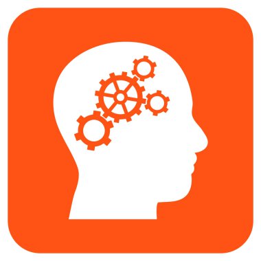 Beyin vites düz kare vektör simgesi