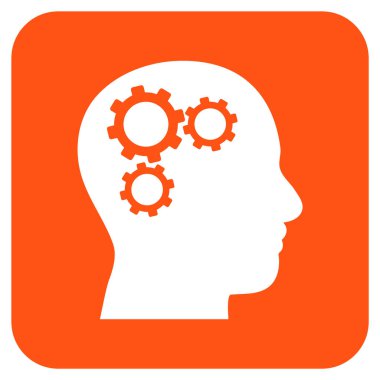 Beyin vites düz kare vektör simgesi