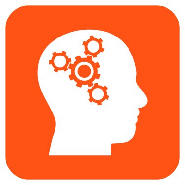 Beyin mekanik düz kare vektör simgesi