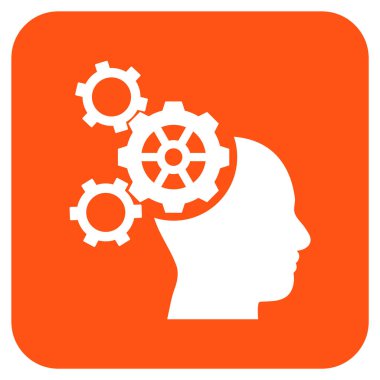 Beyin mekanik düz kare vektör simgesi