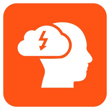 Beyin fırtınası düz kare vektör simgesi