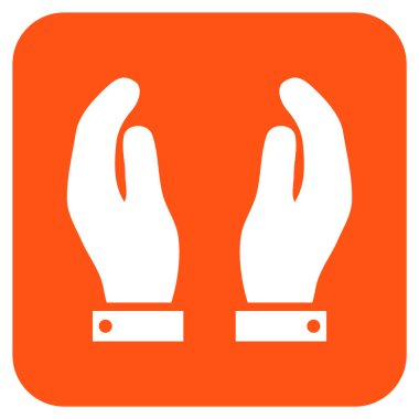 Bakım el düz kare vektör simgesi