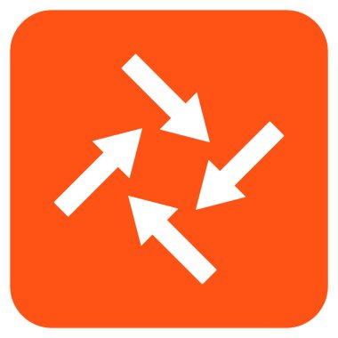 Merkezcil oklar düz kare vektör simgesi