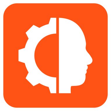 Cyborg vites düz kare vektör simgesi