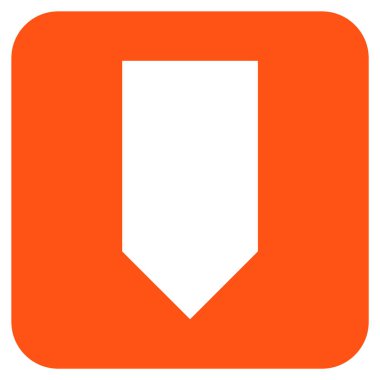 Düz aşağı yön vektör simgesi kare