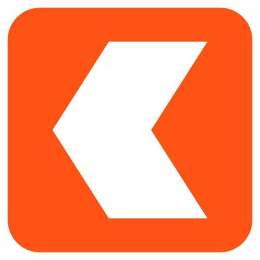 Düz sol yön vektör simgesi kare