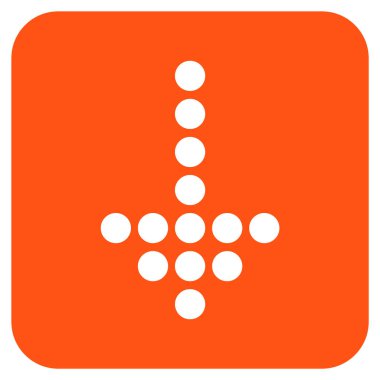 Noktalı ok aşağı düz kare vektör simgesi