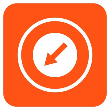 Yuvarlak aşağı sol ok düz kare vektör simgesi