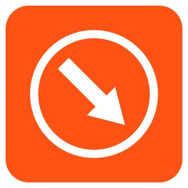 Aşağı doğru yuvarlak ok düz kare vektör simgesi