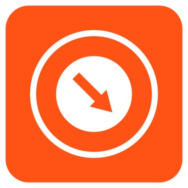 Aşağı doğru yuvarlak ok düz kare vektör simgesi