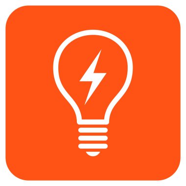 Elektrikli ampul düz kare vektör simgesi