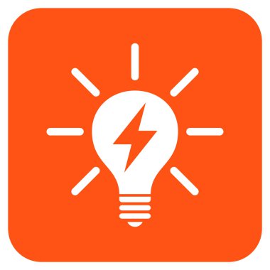 Elektrik ışık ampul düz kare vektör simgesi