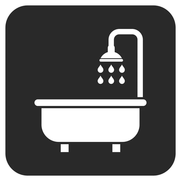 Shower Bath Flat Squared Vector Icon — Stock Vector