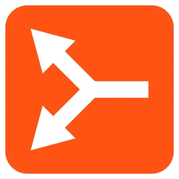 Flecha de bifurcación izquierda plana cuadrada Vector icono — Vector de stock