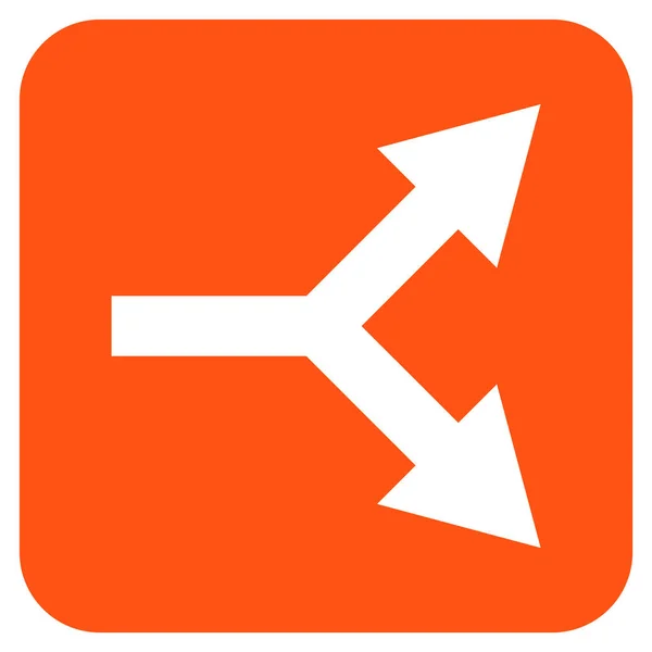 Bifurcación Flecha derecha plana cuadrada Vector icono — Vector de stock