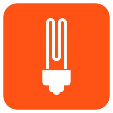 Floresan ampul düz kare vektör simgesi