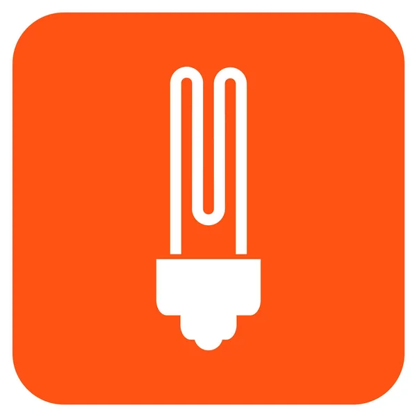 Bombilla fluorescente plana cuadrada Vector icono — Vector de stock