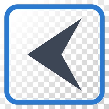 Ok ucu sol vektör simgesi bir çerçeve içinde