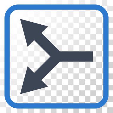 Bifurkasyon ok sol vektör simgesi bir çerçeve içinde