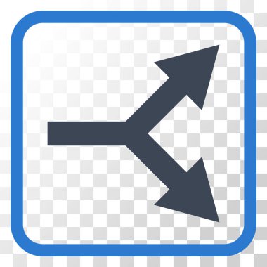 Bifurkasyon ok doğru vektör simgesi bir çerçeve içinde