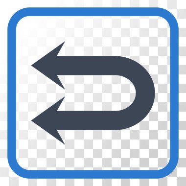 Çift sol ok vektör simgesi bir çerçeve içinde