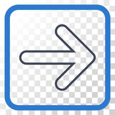 Yuvarlak ok doğru vektör simgesi bir çerçeve içinde