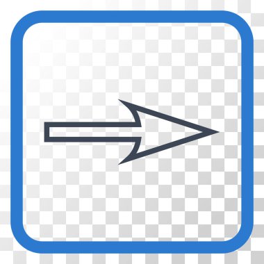 Keskin ok doğru vektör simgesi bir çerçeve içinde