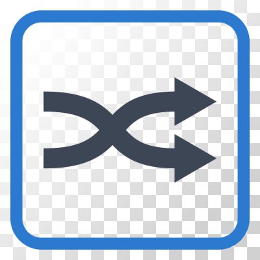 Shuffle okları doğru vektör simgesi bir çerçeve içinde