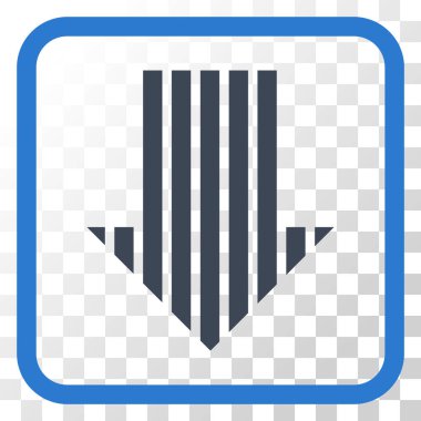 Vektör simgesi bir çerçeve içinde aşağı çizgili ok