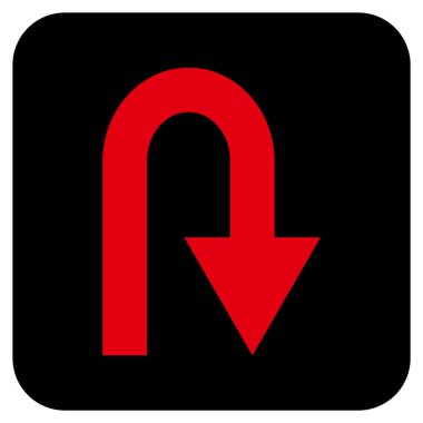 U dönüş düz kare vektör simgesi