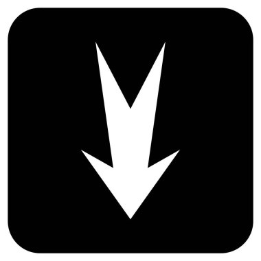 Düz aşağı ok vektör simgesi kare