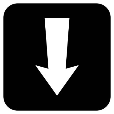 Düz aşağı ok vektör simgesi kare