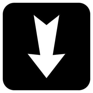 Düz aşağı ok vektör simgesi kare