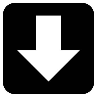 Düz aşağı ok vektör simgesi kare