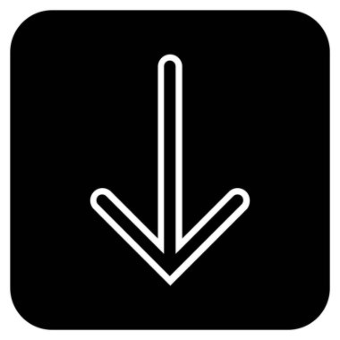 Düz aşağı ok vektör simgesi kare