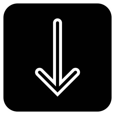 Düz aşağı ok vektör simgesi kare